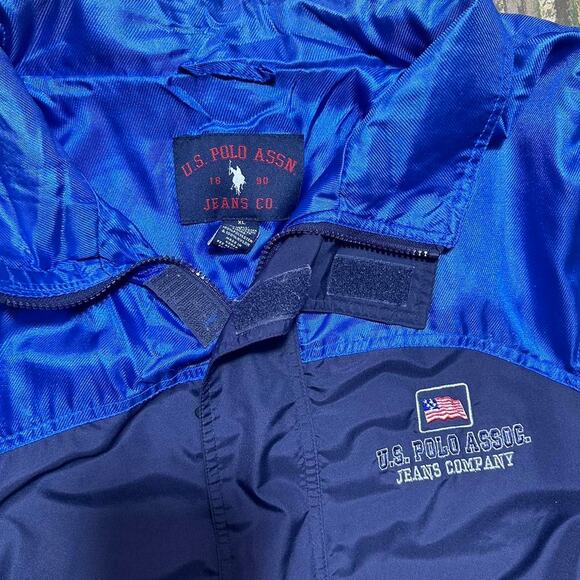 Vintage Y2K U.S. Polo Assn. Windbreaker Mens XL Blue White Full Zip Jacket - Picture 3 of 3